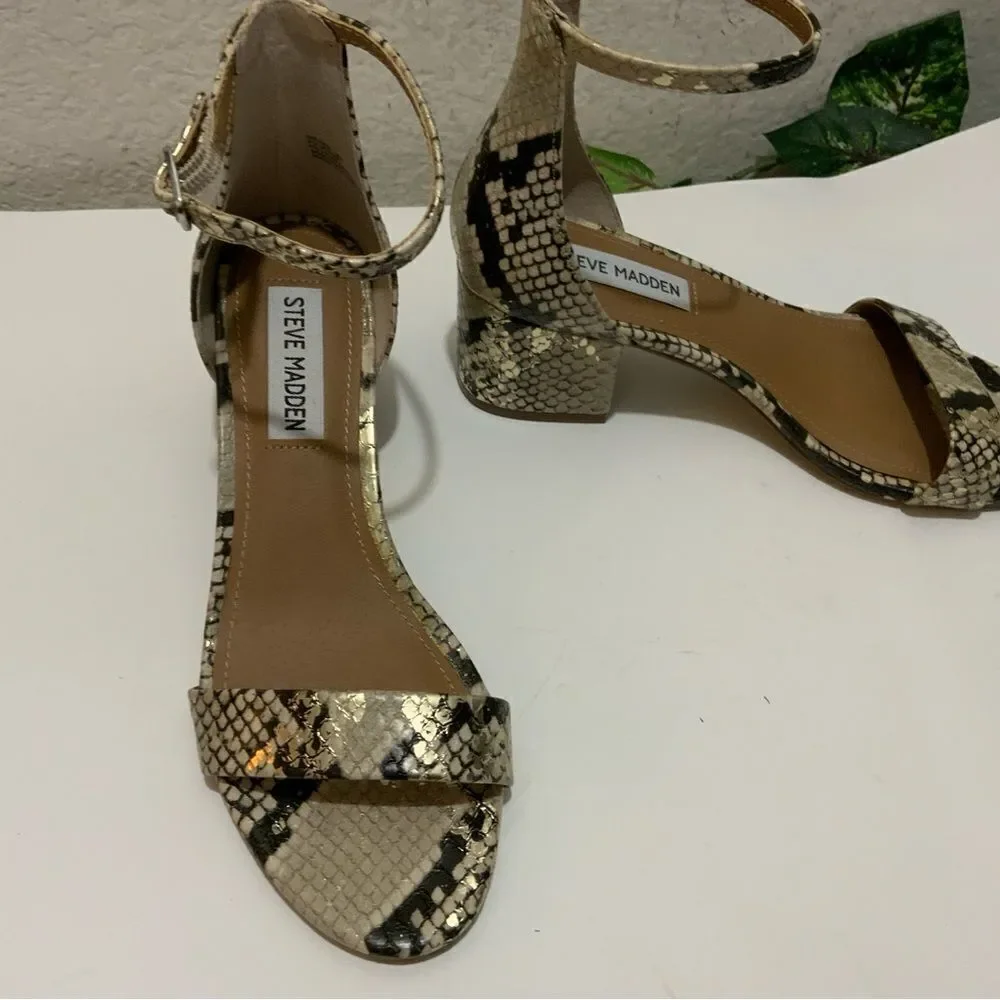 Steve Madden Irenee Snake Print Block Heel Sandals​ size 6 M New